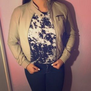 Cream Color Leather Jacket